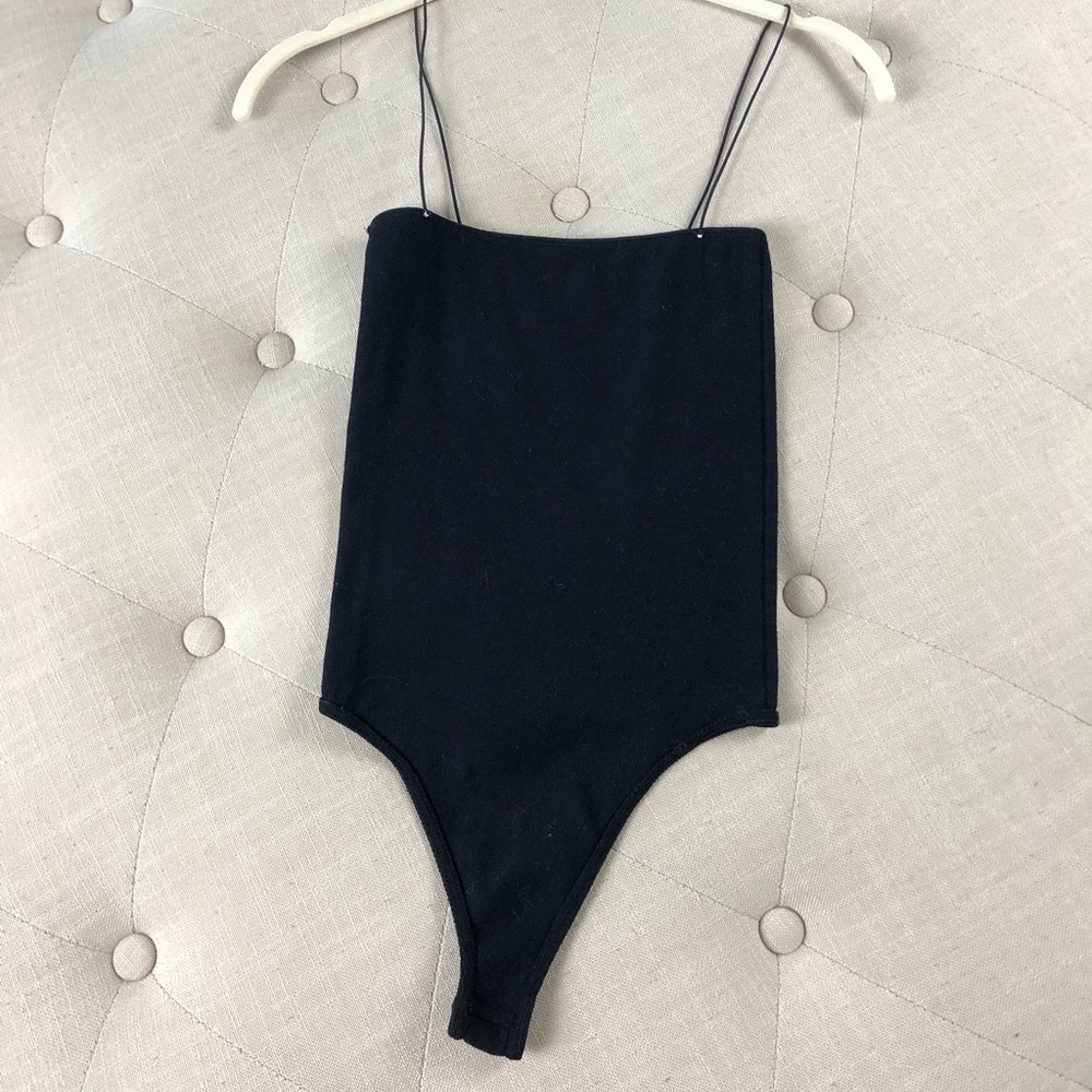 One piece pacsun black skinny straps tank top